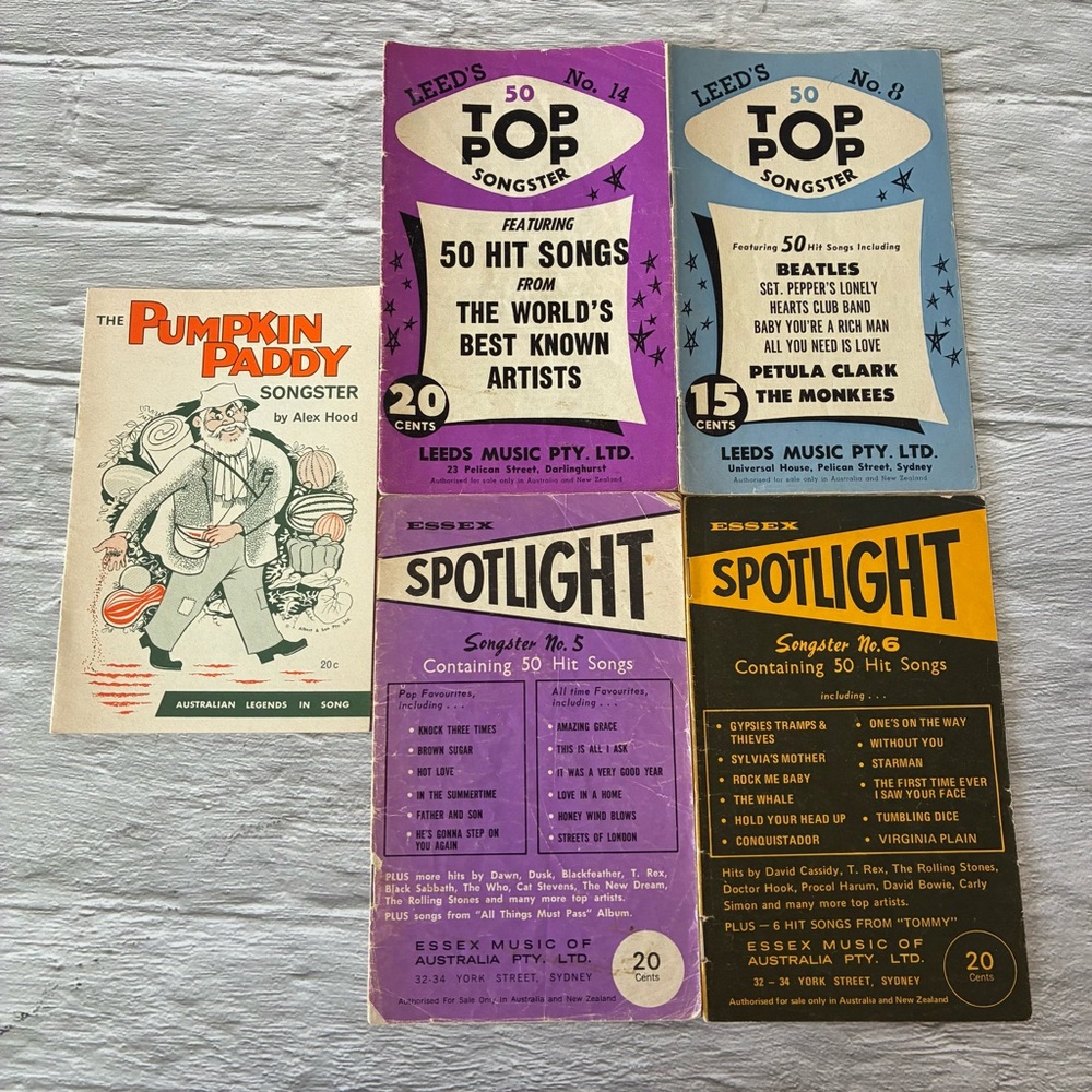 Vintage Assorted Australian Top Pop, Spotlight Songster Lyric Booklets
